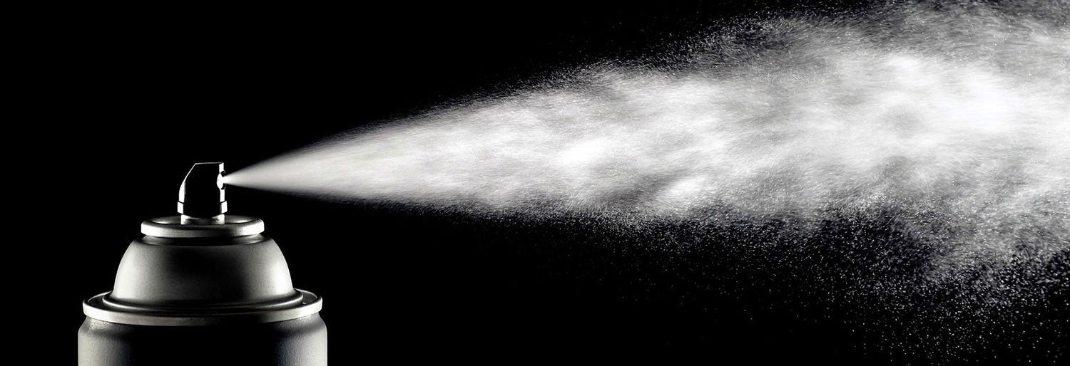 Spray can releasing fine mist – Monstercolors™ primer or lacquer application for smooth, pro-grade paint finishes