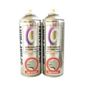 Two cans of Monstercolors PVC spray paint on a white background