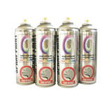 Four cans of Monster Colours PVC spray paint on a white background