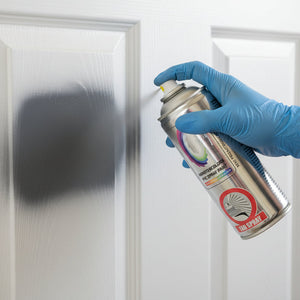 Monster Colors PVC spray paint can spraying a PVC door