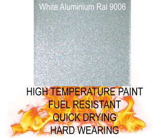 Monstercolors™ High Temp Spray Paint – Gloss Metallic White Aluminium 9006, 400ml, heat resistant to 180°C for metal, engines, calipers, radiators