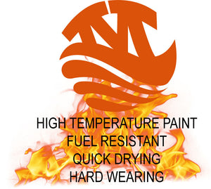 Monstercolors™ High Temp Spray Paint – Gloss Traffic Orange 2009, 400ml, heat resistant to 180°C for metal, engines, calipers, radiators