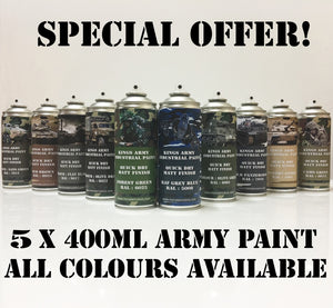5 x Kings Army Military Spray Paint Matt Finish Save £££ - monster-colors